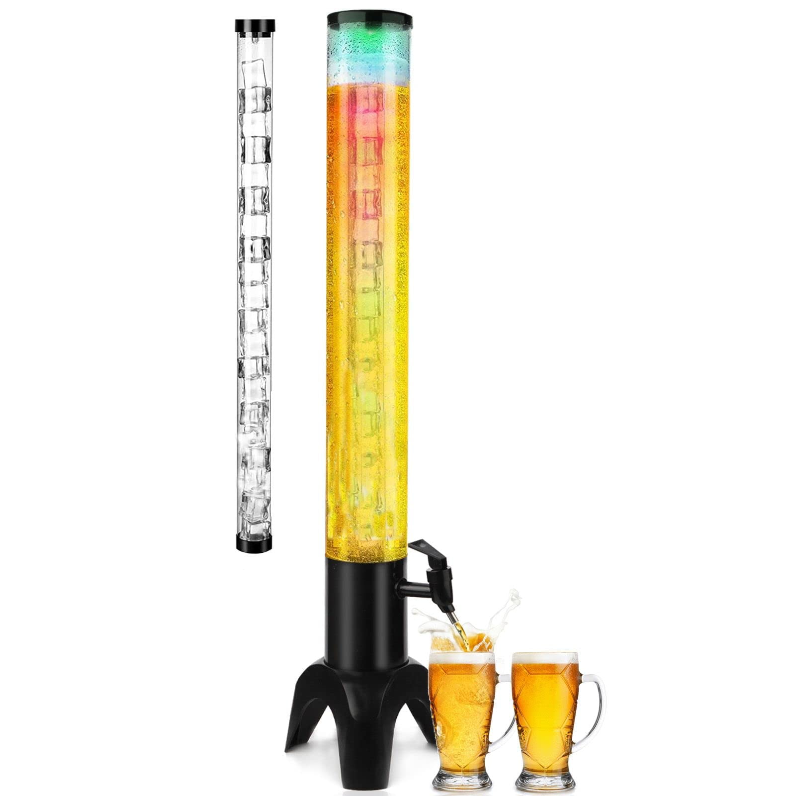 2Pcs Beer Tower, 3L/100Oz Mimosa Tower Dispenser with Ice Tube and LED  Light, Ta 7445022399368