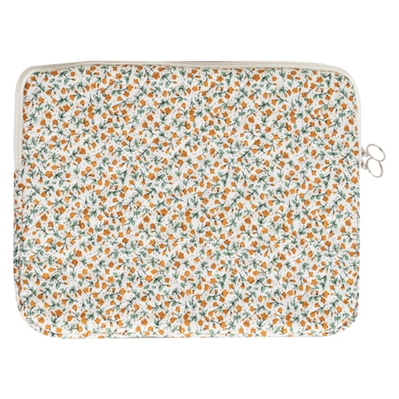 15 Inch Yellow Quilted Laptop Carrying Case, Cotton Floral Notebook Protective Sleeve (yellow L)