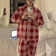 thumbnail image 3 of Conjuntos de Pijamas de Navidad a cuadros para mujer, ropa de dormir coreana, Pijamas de otoño, ropa bonita, Pijamas, conjuntos de pantalones de 2 piezas, ropa de descanso, traje de Pj, 3 of 4