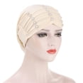 thumbnail image 5 of Baberdicy Women's Embroidered Hijab Cap, Beaded Muslim Prayer Under Scarf, Stretchy Liner Beige Universal Fit, 5 of 5