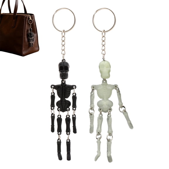 Callipe Movable Joints Skeleton Keychain, Glow-in-the-Dark Skeleton Keyring for Halloween, Handbag Backpack Purse Charm for Men Women