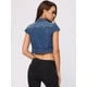 thumbnail image 4 of Chaqueta de mezclilla de verano para mujer Chaquetas de mezclilla recortadas de manga corta con botones Azul XL, 4 of 5