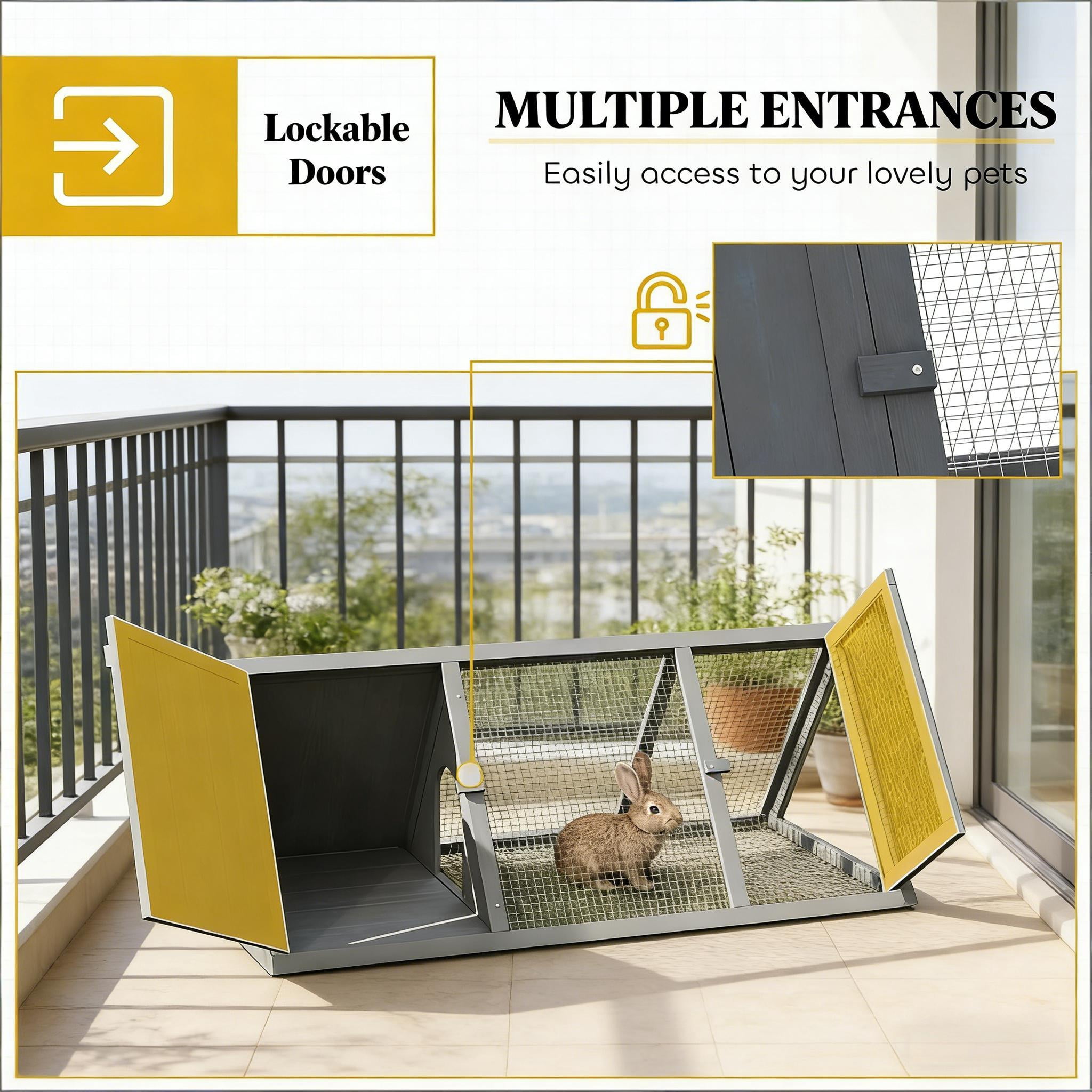 Small Animal Cage, Rabbit Hutch Wooden Triangle Bunny House