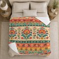 thumbnail image 5 of Rustic Autumn Bohemian Floral Folk Art, Festive Holiday Scene, Warm Flannel Blanket for Living Room and Reading Nook, Art Lovers Thanksgiving Gift, Festive Home Decor, 5 of 9