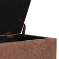 thumbnail image 5 of Simpli Home Shiloh 26 inch Wide Transitional Contemporary Small Storage Ottoman in Distressed Saddle Brown Vegan Faux Leather, Assembled, 5 of 14