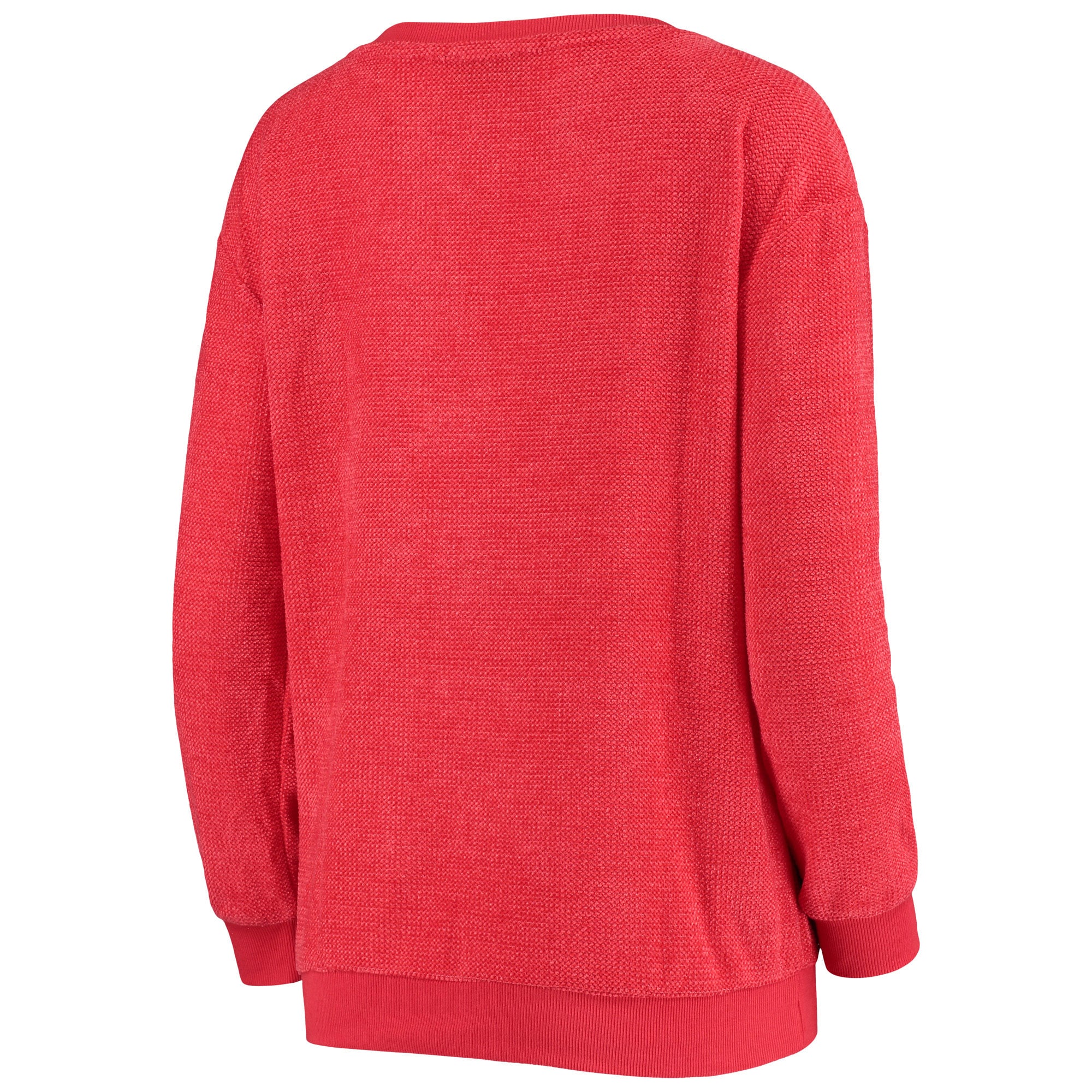 red oversized sweatshirt