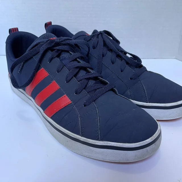 Ad-id-as VS Pace Sneakers Men's 10 B74317 Blue Casual Shoes Low Top Blue Red Lace