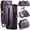 Purple, variant on Crossbody Wallet Case for iPhone 18 Pro, RFID Blocking PU Leather Cover with 7 Card Slots & Zipper Pocket, Detachable Shoulder Wrist Strap for Women