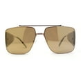 thumbnail image 2 of Luxurious Rectangle Flat Top Bridge Racer Metal Rim Officer Sunglasses Gold Black Mirror, 2 of 4