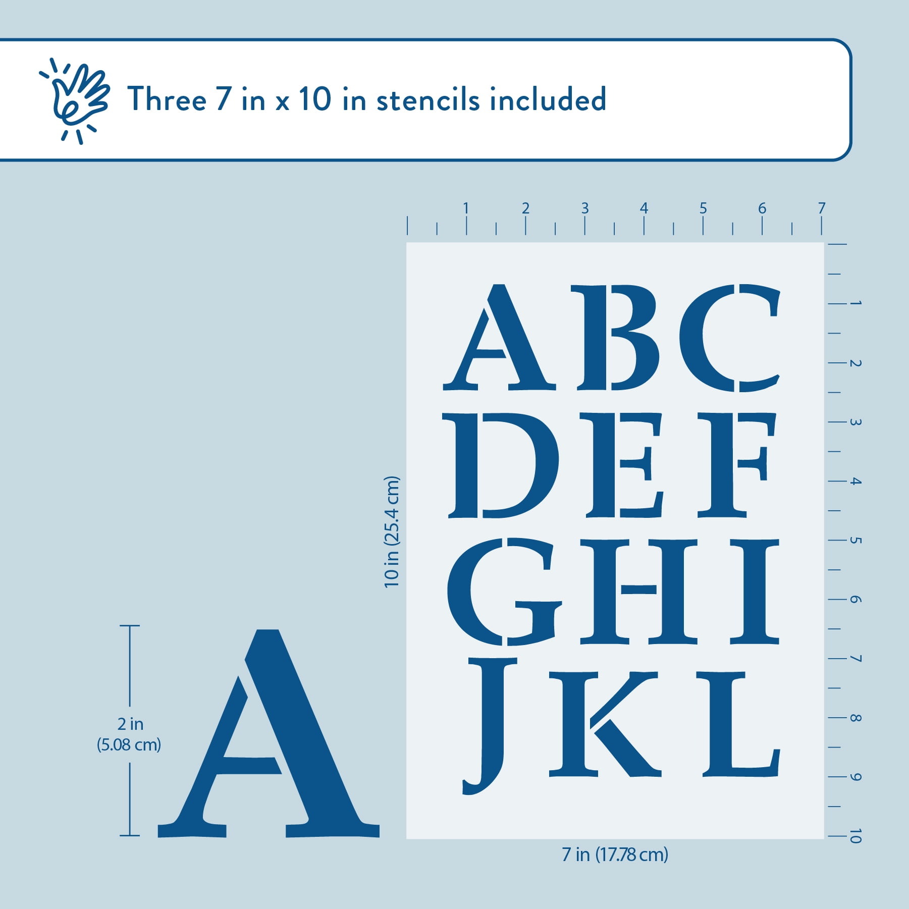 Hello Hobby Stencil Set, 7" x 10", 3 Piece, Serif Alphabet