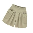 thumbnail image 3 of Yuangui Dark Khaki Women Casual Shorts Large Loose Breathable Shorts Pants Cotton Short Trouser Summer Fashion Costume for Lady- Size XXL, 3 of 10