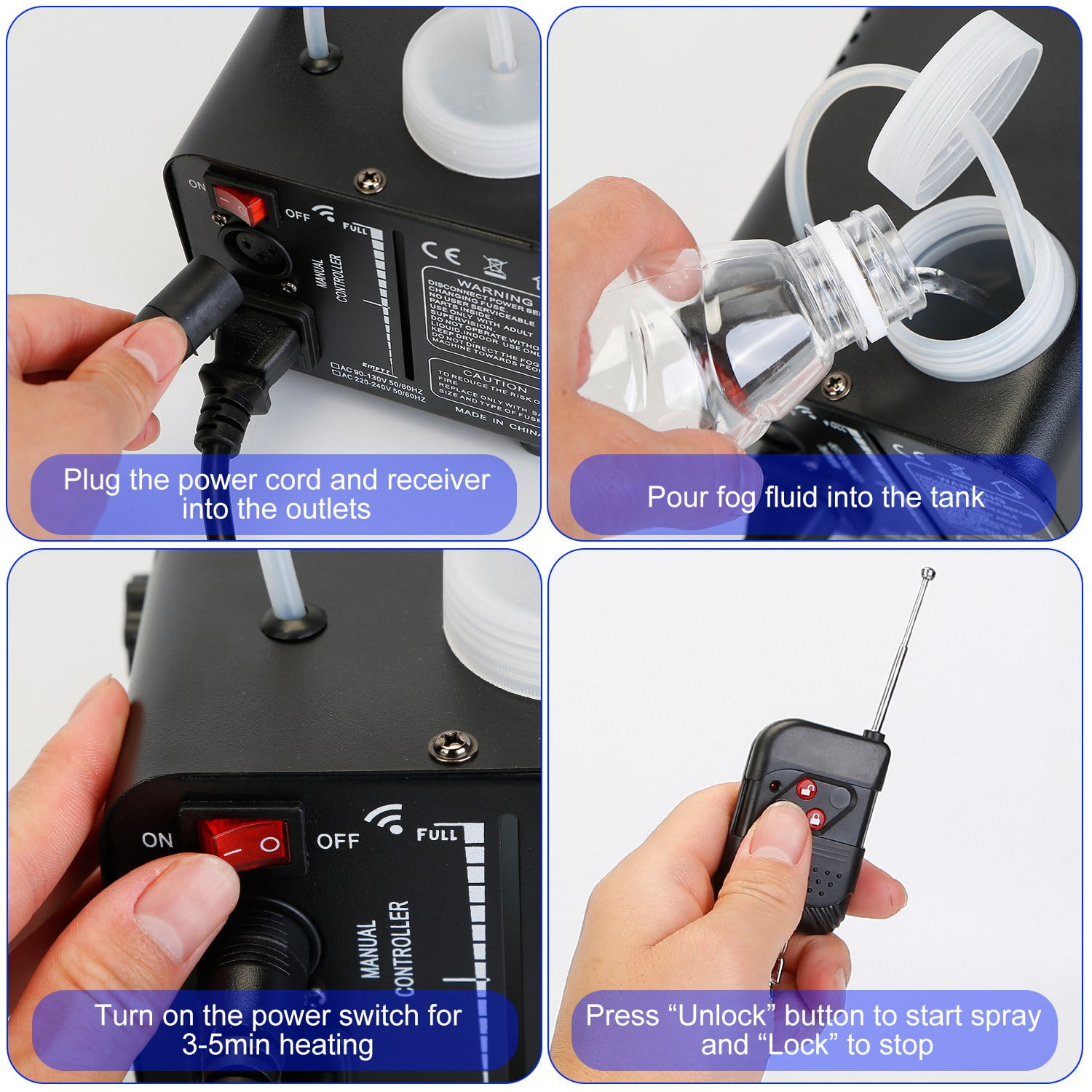 400W RGB LED Fog Machine with Remote Control – Rapid Heating Smoke Machine for Parties, Halloween, Weddings & Stage Effects