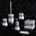 thumbnail image 3 of 6-Piece Crackled Glass Silver Bathroom Set - Toilet Brush, Tissue Box Cover, Soap Dispenser & Toothbrush Holder, 3 of 4