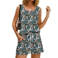 thumbnail image 4 of BOMYJESK Two Piece Sets for Women Summer Casual Sleeveless Tank Top Bottom Matching Floral Print Lounge Sets Cute Lightweight High Waisted Beach Vacation Clothes with Pockets Green L, 4 of 8