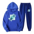 thumbnail image 3 of Feancey Womens Hooded Track Suits 2 Piece Set Valentines Day Novelty Printed Hoodie Sets Teen Girl Casual Oversized Sweatshirt and Jogger Pants Sweatsuits Blue 3XL, 3 of 7