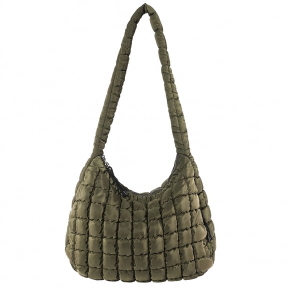 GASTROPOD Women Casual Satchel Bag Solid Color Quilted Puffer Shoulder Bags (Army Green)