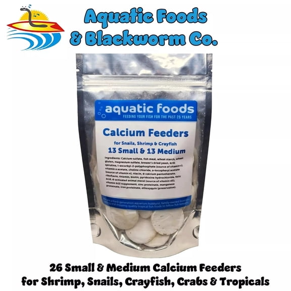 Calcium Enriched Sinking Feeder Disks and Holiday Feeding Food for Shrimp, Snails, Crabs, Crayfish, Hermit Crabs, Plecos, Catfish, all Tropical Fish. 26 Small & Medium Discs.... Bag