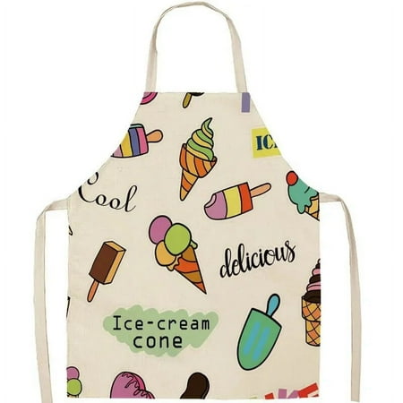 

Fashion Ice Cream Series Apron Cold Drink Restaurant Fruit Pattern Apron Unisex Apron Kitchen Cleaning and Anti Fouling Apron