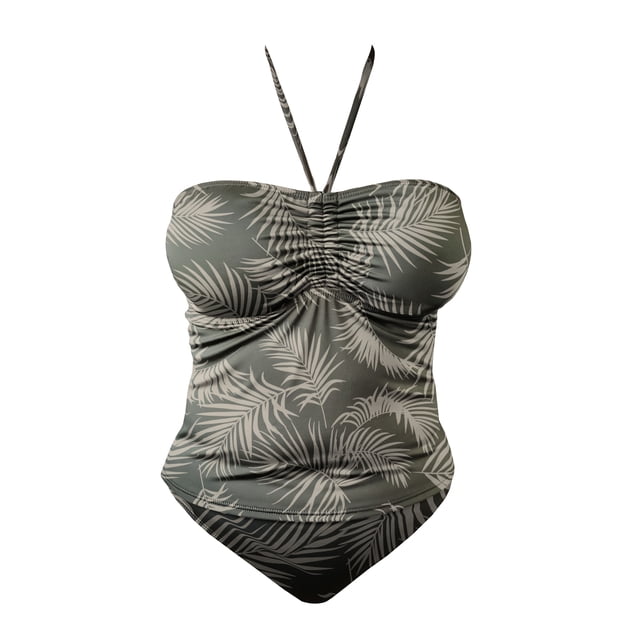 Traje de Baño Tankini Op para Mujer con Amarre Halter Verde Militar Talla G, 2 Piezas