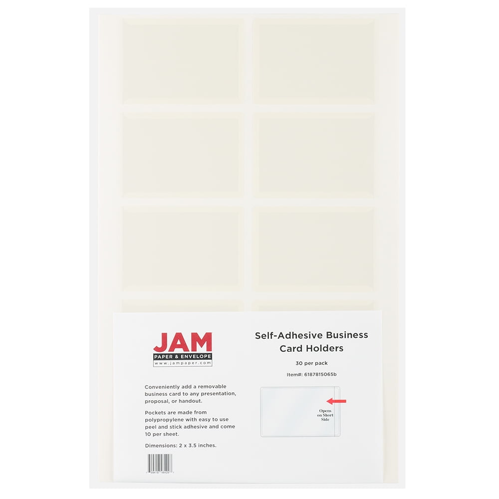 JAM Business Card Holders, 2x3.5, Clear, 30/Pack, Self, Adhesive