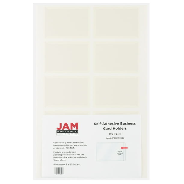 JAM Business Card Holders, 2x3.5, Clear, 50/Pack, Self, Adhesive