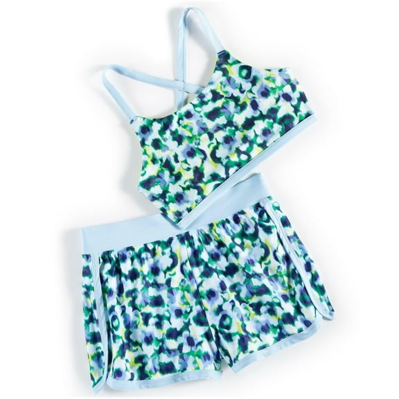 ID Ideology Toddler & Little Girls Blurred Floral Bikini 2-Pc. Swimwear Set, Created for Macy's - Tartan Blue