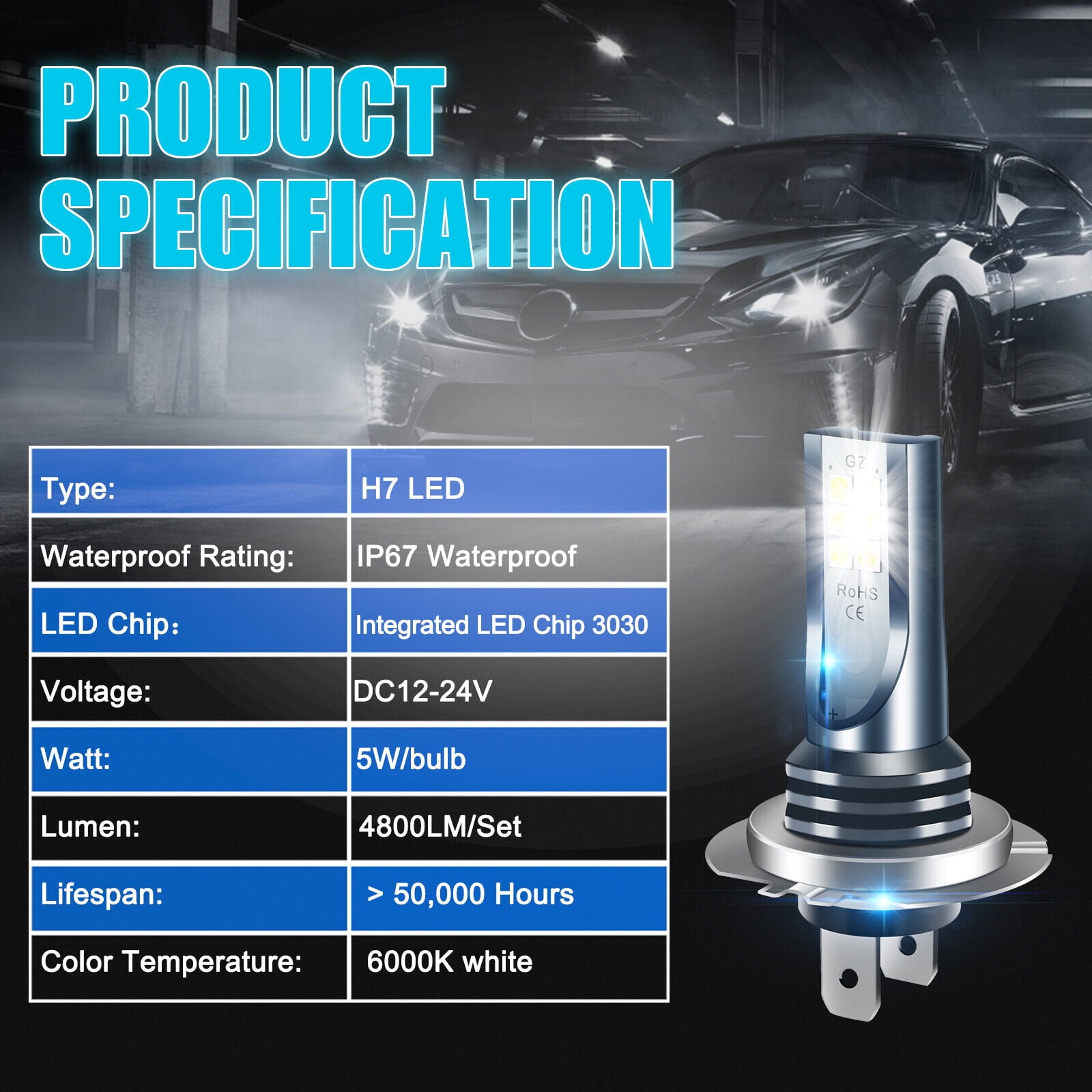 INFITARY H7 LED Headlight Bulbs Canbus Error Free 110W 26000LM 6000K CSP  Car Truck Headlamp High Low Beam Extra 4Pcs H7 Bulb Retainer Holder Adapter  for VW/Mercedes-Benz/Audi/BMW/Buick/Hyundai/Nissan : : Automotive