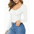 thumbnail image 5 of Women Long Sleeve Shirt Scoop Neck Tops Slim Fit Basic Top Base Layer Tee, 5 of 6
