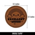 thumbnail image 2 of Excellent Work Rainbow Teacher Student 2.5" Faux Leather Round Engraved Iron-On Patch - Brown, 2 of 6