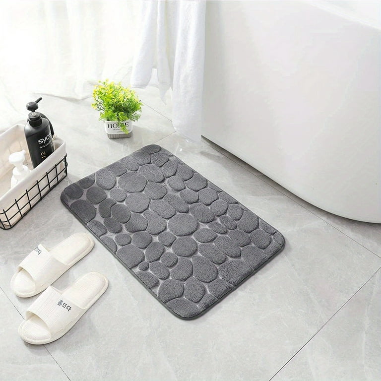 1pc Memory Foam Bath Rug, Cobblestone Embossed Bathroom Mat, Rapid Water  Absorbent And Washable Bath Rugs, Non-Slip, Thick, Soft And Comfortable  Carpet For Shower Room, Bathroom Accessories 