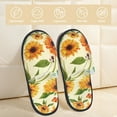 thumbnail image 2 of Bixox Men's Women's Sunflowers And Butterflies Patterned Plush House Slippers, Memory Foam Slippers, Indoor and Outdoor Warm Plush Bedroom Shoes, Soft Flat Sole, Comfortable and Non-slip, 2 of 5