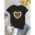 thumbnail image 2 of Camiseta informal de manga corta y cuello redondo para mujer con estampado abstracto creativo de corazón y lápiz, tejido de punto de algodón moderno y moderno, cómoda camiseta de verano para todas las, 2 of 6