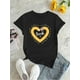 thumbnail image 4 of 1pc Women's Casual Round Neck Short Sleeve T-Shirt with Creative Abstract Heart & Pencil Print, Fashion Trendy Polyester Knit Fabric, Comfortable Summer Top for All Seasons, 4 of 8