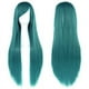 thumbnail image 1 of Zhuge Pelucas de cabello natural liso de 80 cm de largo para cosplay con flequillo, peluca colorida para fiesta de disfraces de Halloween para niña (verde), 1 of 3