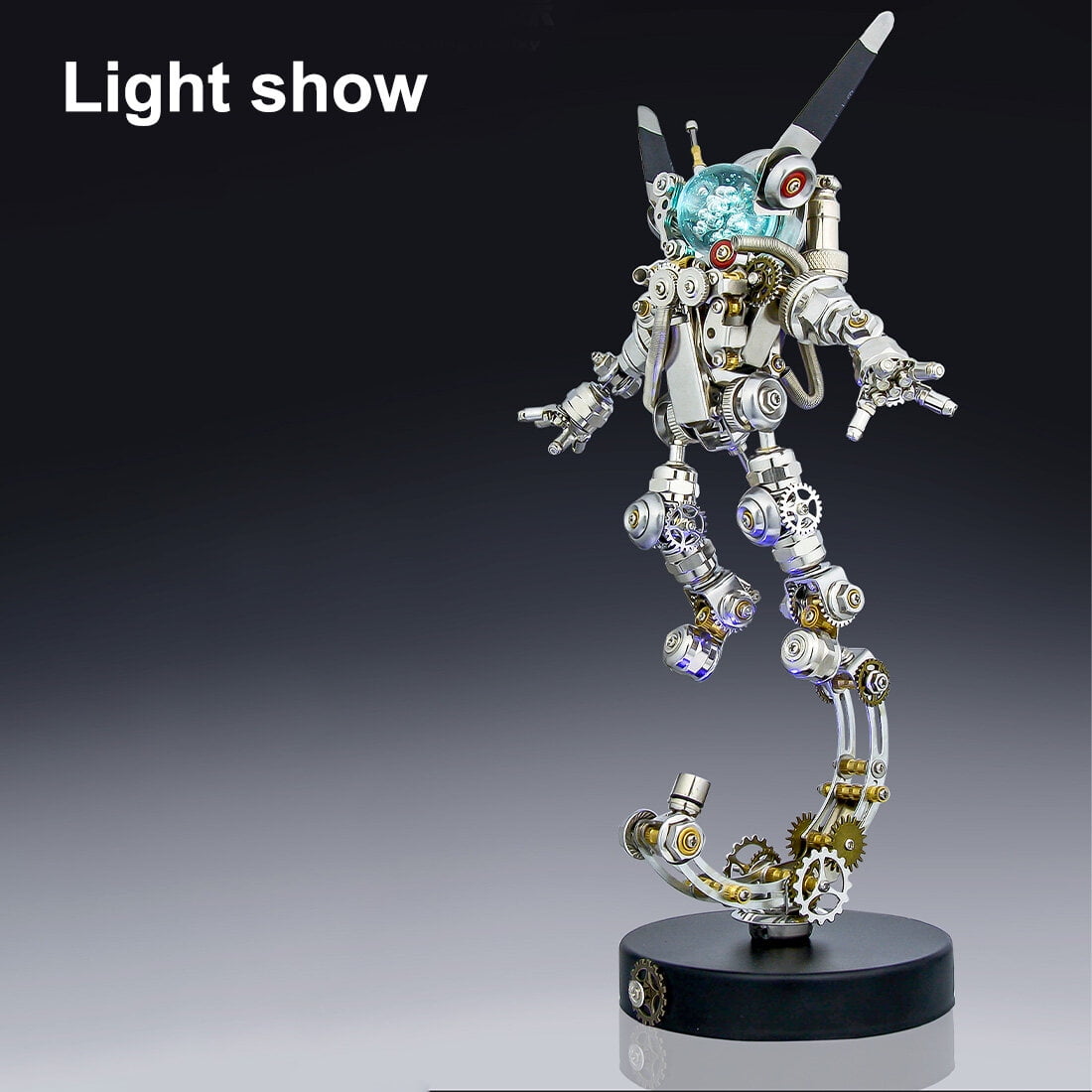 3D Metal Puzzle Model Kit, 500+PCS Metal Mechanical Aerospace Rabbit with LED Lights & Display Stand, Unique Desktop Decor & Creative Gift for Teens & Adults