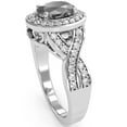 thumbnail image 5 of Three Stone Black Onyx Diamond Peekaboo Halo Engagement Ring In 14k White Gold, 5 of 6