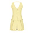 thumbnail image 5 of Bzhegqhd Women's Solid Color Sleeveless Casual Suit Women's Sleeveless V-neck Top/Shirt Set, 5 of 8