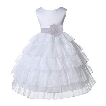 - Ekidsbridal White Satin Shimmering Organza Flower Girl Dress Holy Baptism Dress First Communion Dress Easter Summer Dresses Special Occasion Dresses Pageant Gown Holiday Dresses Daily Dresses 308S