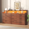 thumbnail image 3 of Winkalon 9 Drawer Dresser with LED Light & Charging Station, 63" Long Modern Dresser with 9 Drawers for Bedroom, Wooden Dresser Large Closet of Drawers, 3 of 9
