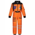 thumbnail image 3 of Pandaie Kids Boys Girls Space Astronaut Costume Suit Long Sleeve Zipper Jumpsuit for Halloween Cosplay Holiday Present Orange,3-4 Years, 3 of 4