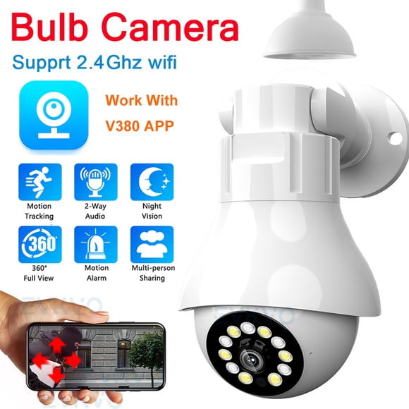Cámara IP de Seguridad Inalámbrica de 3MP con Bombilla LED E27 y PTZ