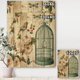 thumbnail image 3 of Designart 'Birdcage, Blue Cottage Bird and Apple Blossoms II' Floral and botanical Print on Natural Pine Wood, 3 of 3