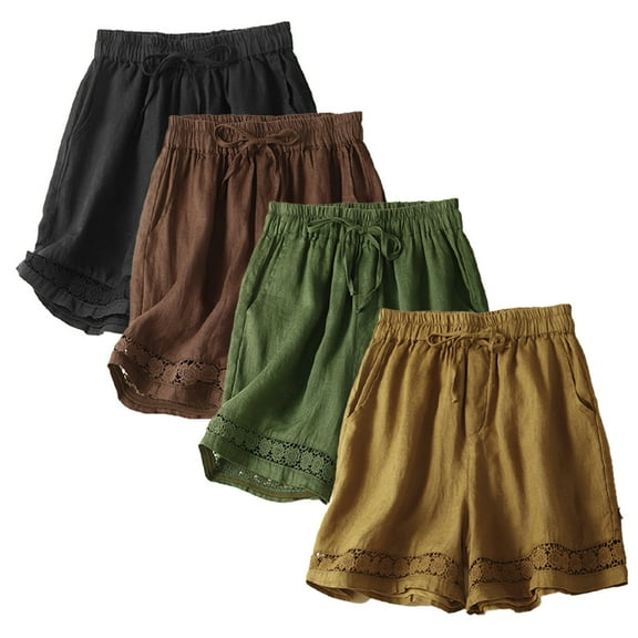 Zoeecloth Women's Summer Shorts Elastic Hight Waist Casual Shorts with Pockets M-3XL