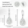 thumbnail image 6 of Lancharmed 925 Silver Plated Teardrop Dangle Earrings for Women Cubic Zirconia Filigree Leverback Hypoallergenic Earring for Gifts, 6 of 9