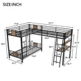 thumbnail image 2 of Harper & Bright Designs L-Shaped Metal Corner Bunk Bed with Two Ladders, Twin Over Twin Bunk Bed with Twin Loft Bed w/Desk and Shelf Brown, 2 of 10