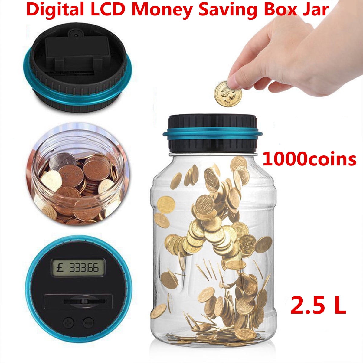 2020 New Clear Digital Piggy Bank USD/EUR/GBP Coin Savings Counter Counting  Money Jar Change Gift Money Box LCD Penny Bank Drop Ship