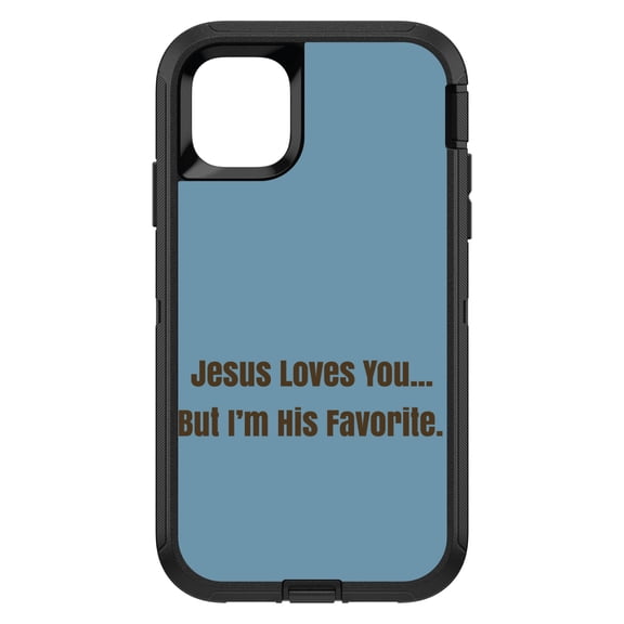 DistinctInk Custom SKIN / DECAL compatible with OtterBox Defender for iPhone 11 Pro MAX (6.5" Screen) - Jesus Loves You… But I'm His Favorite - Show Your Love of Christ