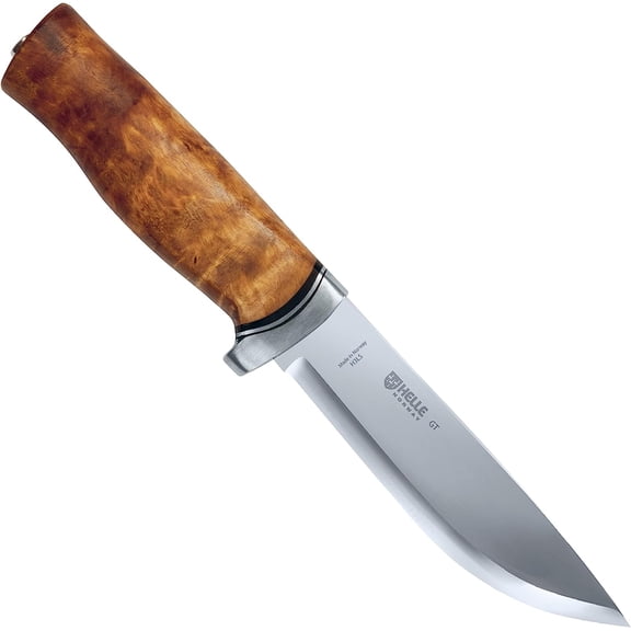Helle Knives - GT - H3LS - Men's Outdoor Knife for Hunting and Camping, Fixed Blade - Triple Laminated Stainless Steel - Scandi Grind - Leather Sheath