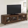thumbnail image 2 of Homestock French Fabulous Rectangular TV Console 78.75x15.5x21 - Glass Doors, Adjustable Shelves, Dark Pine, 85" TV Max, 300 lbs Capacity, 2 of 6