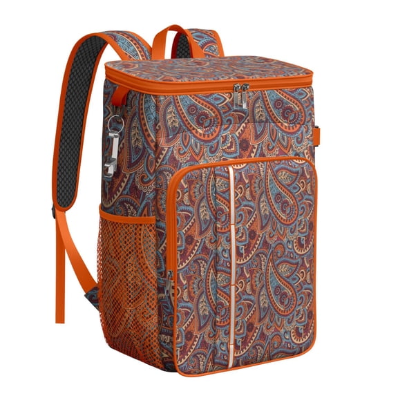 Abstract Geometric Cooler Backpack - 20L Insulated Leakproof Bag, Bohemian Style for Camping & Beach
